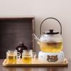 Fruit teapot, teacup, heat-resistant glass flower teapot set, candle heating afternoon tea, leisure hall, beauty salon, tea set