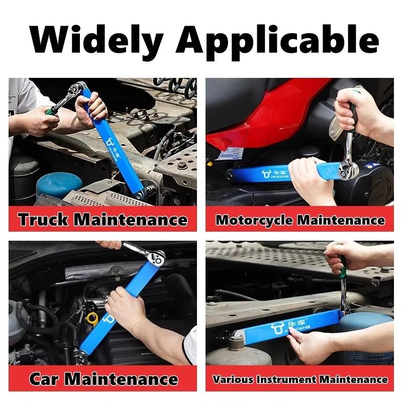 Compact Offset Extension Wrench 4 Adapter for Automotive Hand Tool