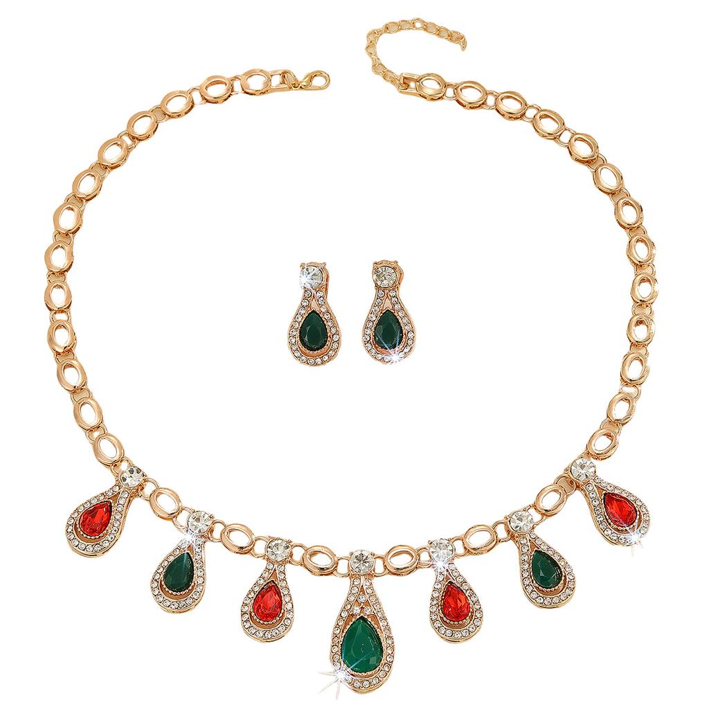 Vintage Colored Necklace Earring Set