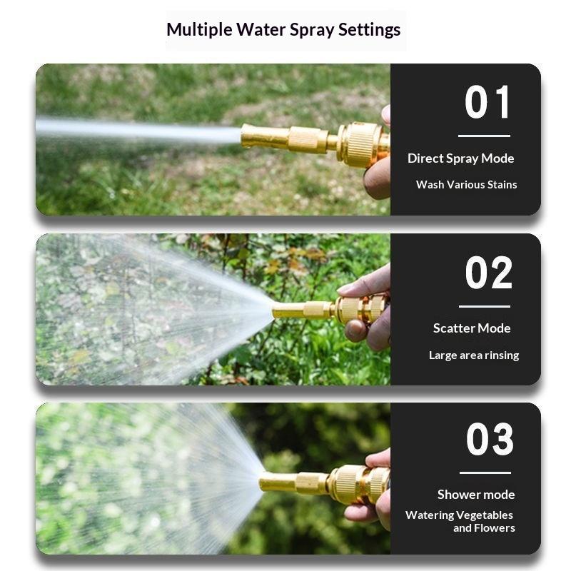 1 Set Home Hose Adjustable Pressure Garden Sprinkler Spray Nozzle Water Gun Brass High Pressure Direct Spray Quick Connector