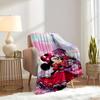 1pc Velvet Bedding Throw Blanket - Minnie Eiffel Tower Pink Floral Pattern - Soft Plush Bed Cover
