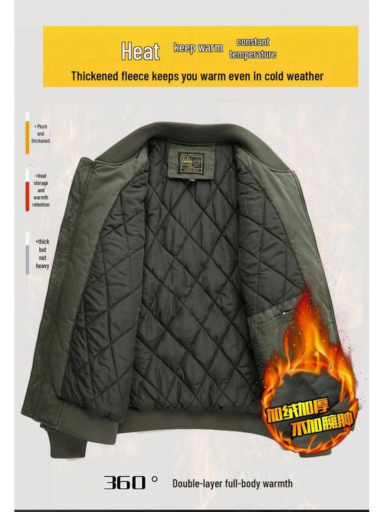 Men's Military-Style Cotton Padded Flight Jacket - Retro Casual Workwear for Autumn/Winter