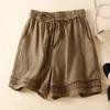 Summer Women Thin Elastic Waist Shorts Female Cotton Linen Casual Shorts Ladies Loose Wide-leg Short Pants