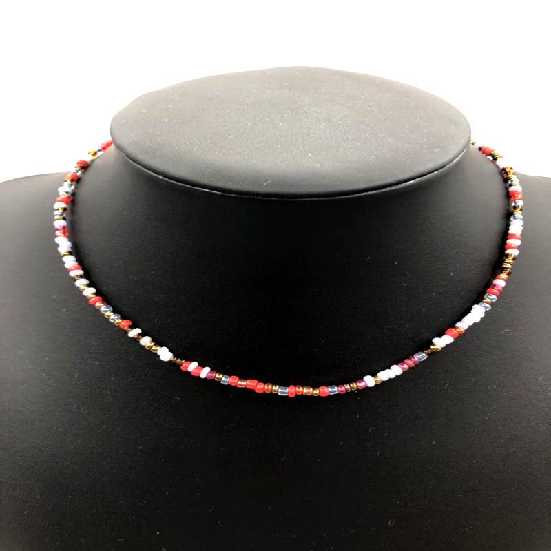 Collier bohème en perles de riz colorées fait main - Style européen et américain, accessoire de mode polyvalent