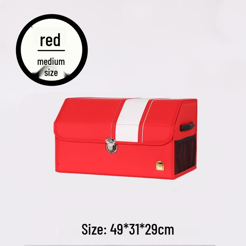 Leather Car Trunk Organizer: Foldable Interior Storage Box and Decorative Accessory.