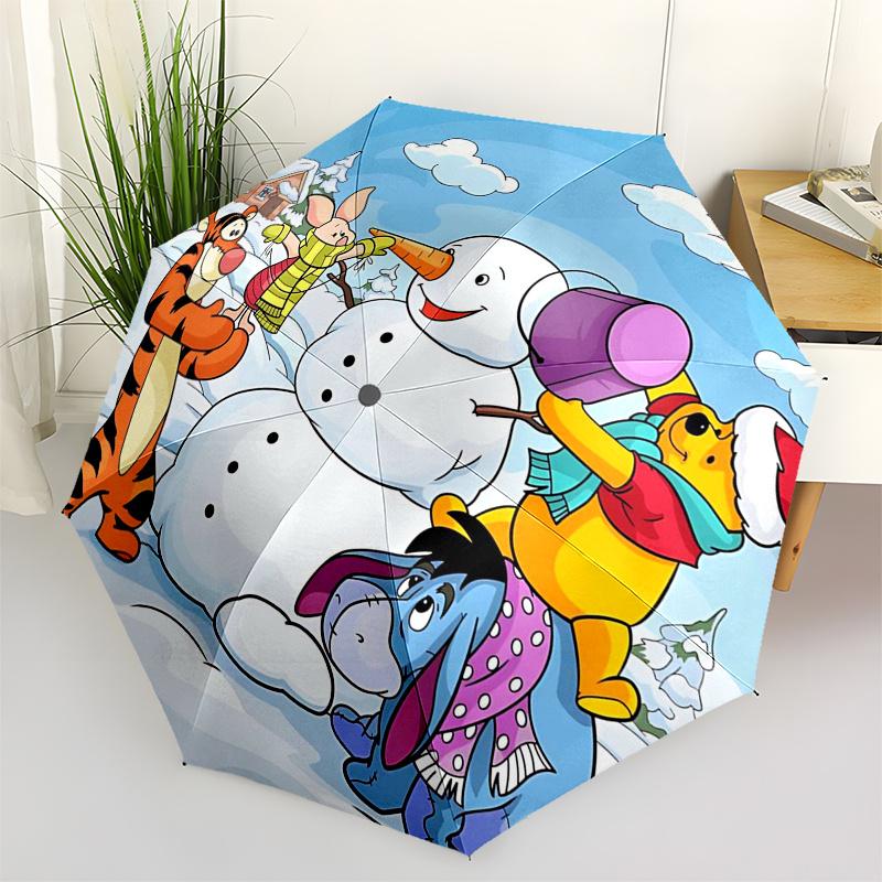 

Winnie and friends Themed Travel Umbrella-8 Ribs Automatic Opening and Closing, Portable Folding Design, Compact and Stylish Umbrella Suitab