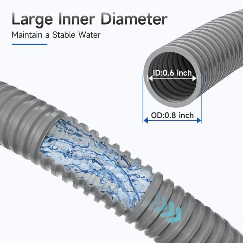 10 Feet Dishwasher Drain Extension Hose Cut to Length Universal Fit Metal Clamp Included Strong Construction for 5/8in