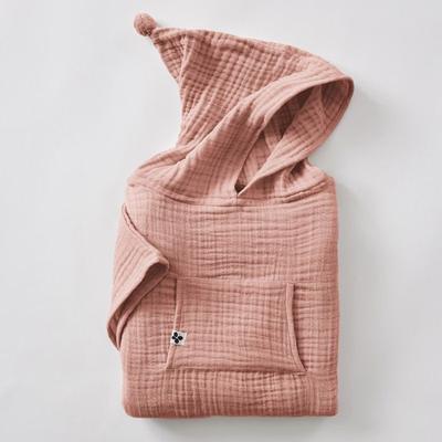 Children's Poncho, Unisex, Plain Cotton Gauze, Gaïa - Gaïa Peach Pink - 2 To 5 Years