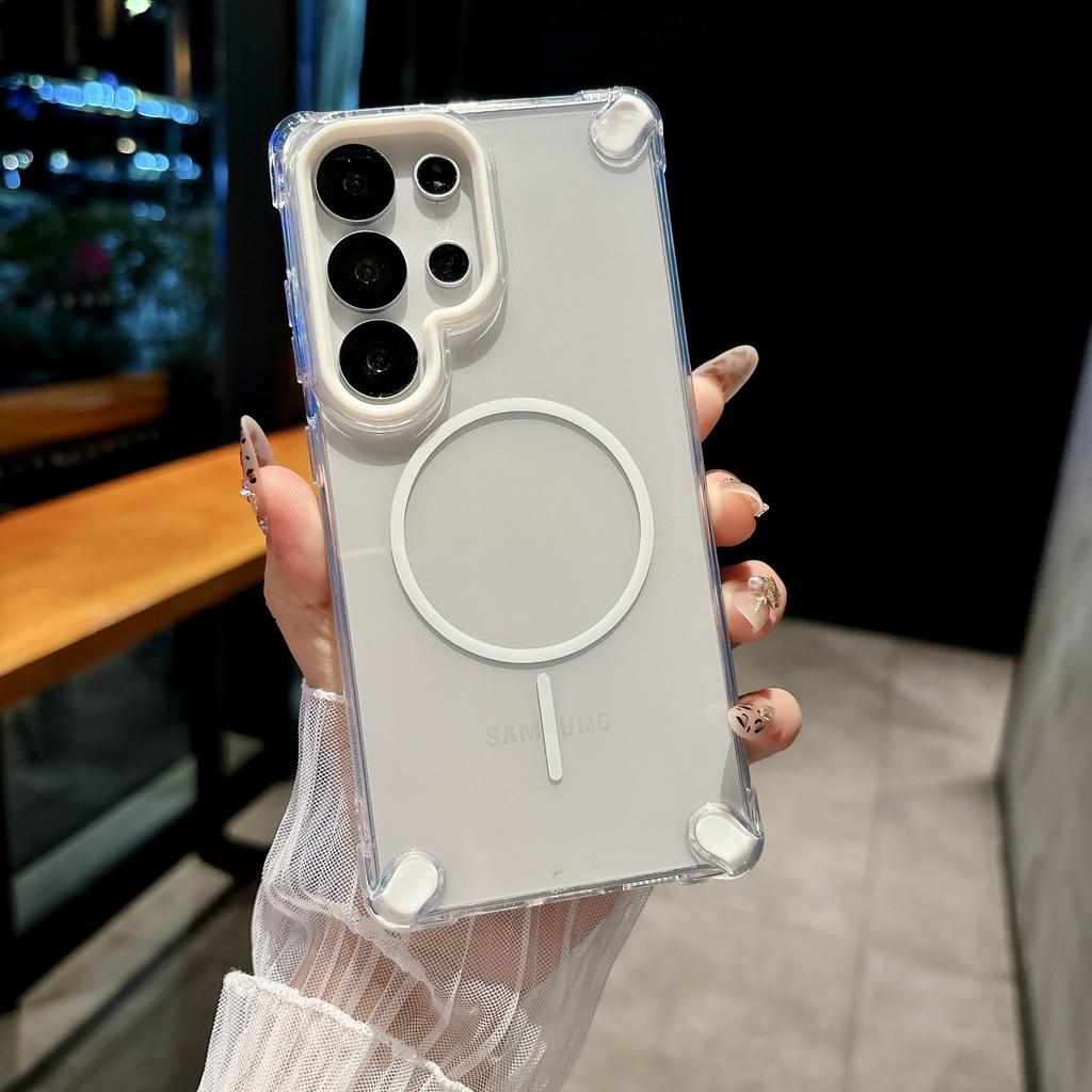 Anti fall Mobile Phone Case Suitable for Samsung S25ultra Mobile Phone Case Thin Ring Magnetic Suction S24FE Protective Case S23