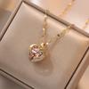 Moderna y Lujosa Cadena para Clavícula de Acero Inoxidable, Personalizable y Versátil, con Colgante de Ostra y Perla en Forma de Corazón de Melocotón