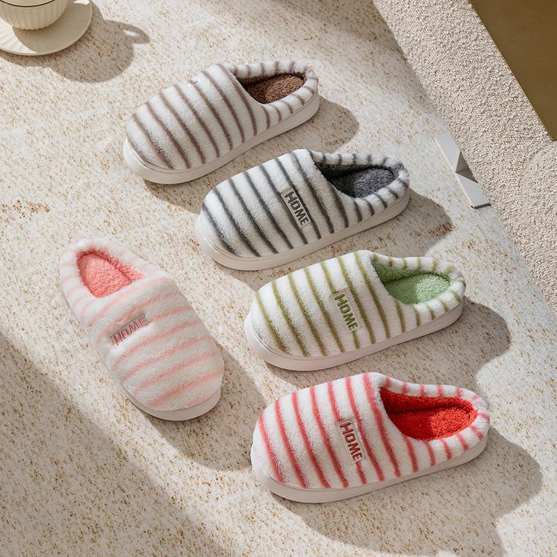 Cotton slippers autumn and winter indoor wear-resistant thick-soled warm-soled piled family couple home fluffy slippers