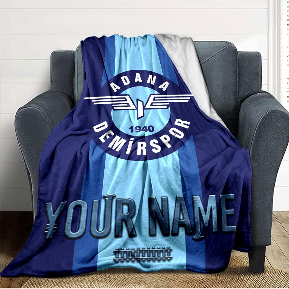 Name Custom Adana Demirspor Print Flannel Blanket High Quality Warm Comfortable Cover for All Seasons Perfect for Gifts Home Decor