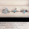Sea Blue Enamel Fish-Shaped Open Ring Love Fashion High Personality Exquisite Mori Elegant Ring Woman