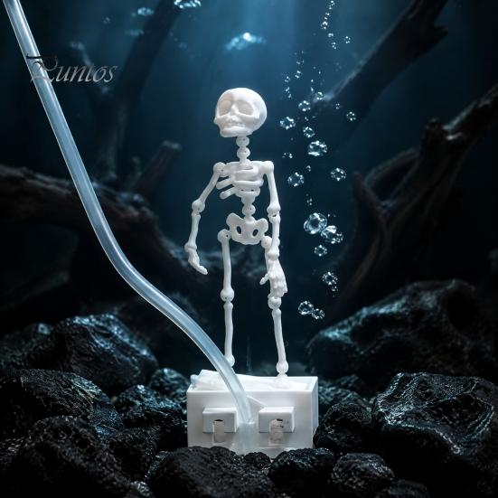 Decorazione Atmosferica per Acquario di Halloween Scheletro Danzante, Scheletro Mobile con Articolazioni Azionato da Bolle, Ornamento Subacqueo Horror, Realistico