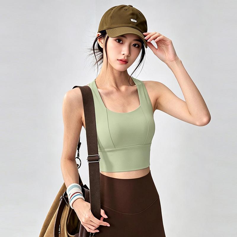 Beautiful Back Sports Underwear Women's Shock-proof Gathering Running Fitness Vest with Chest Pad Yoga Clothes Summer Models