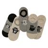 Black, White and Grey Summer Thin Silicone Anti-slip Color-blocking Boat Socks Cartoon Animal Dot Yarn Boneless Invisible Socks