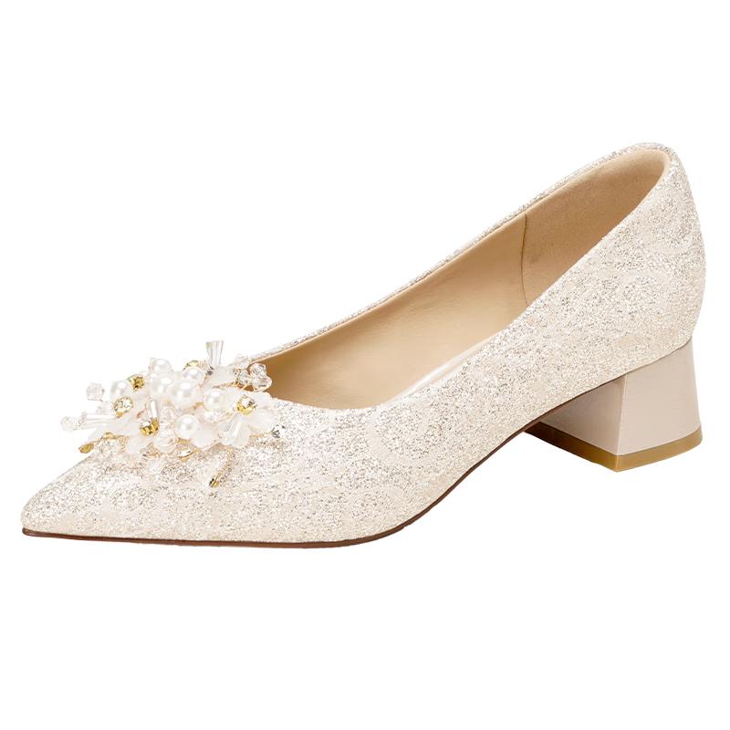 JOSINY Sparkling Pointed Toe Stiletto Heels 37