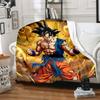 1 buc. Pătură din flanelă cu imprimeu Son Goku, Calitate înaltă, Pentru toate anotimpurile, Decor pentru casă, Căldură și confort, Perfectă pentru cadouri de Crăciun