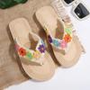 Fashion Women's Colorful Flower Decor Flat Flip Flops Fashion Clip Toe Summer Slippers for Women 2025 Comfort Non Slip Beach Shoes Woman
