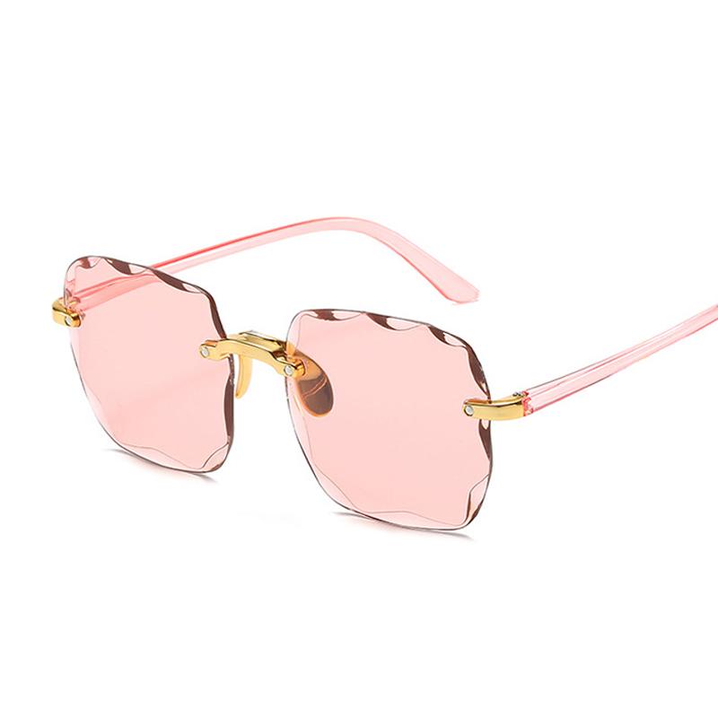 Vintage Rimless Square Sunglasses Woman Luxury Fashion Oversized Sun Glasses Female Retro Pink Black Gradient Mirror Oculos