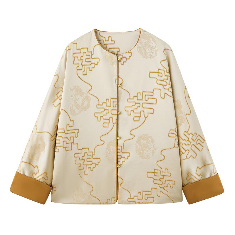 Spring 2025 Women's Retro Round Neck Short Jacket