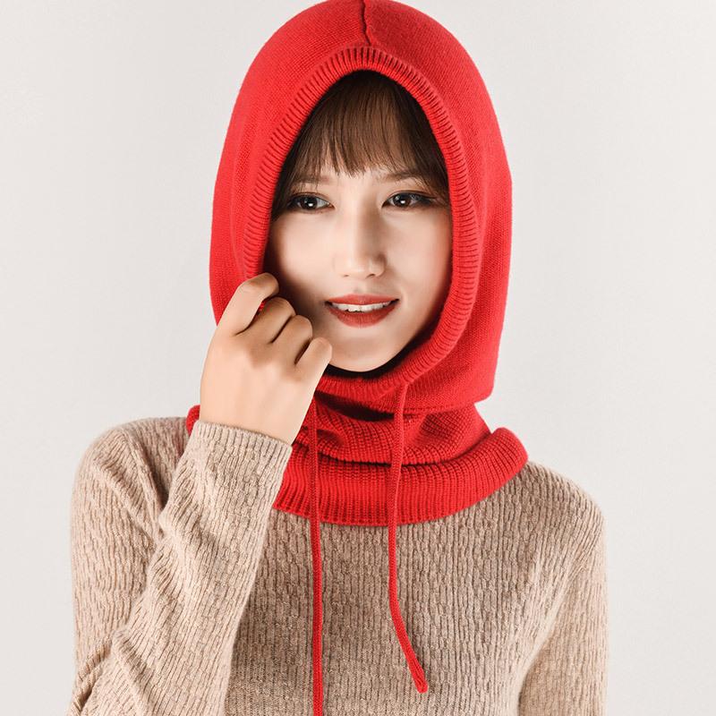 Korean Balaclava Women's Autumn and Winter Hat and Scarf Integrated Outdoor Warm Ear Protection Woolen Knitted Hat