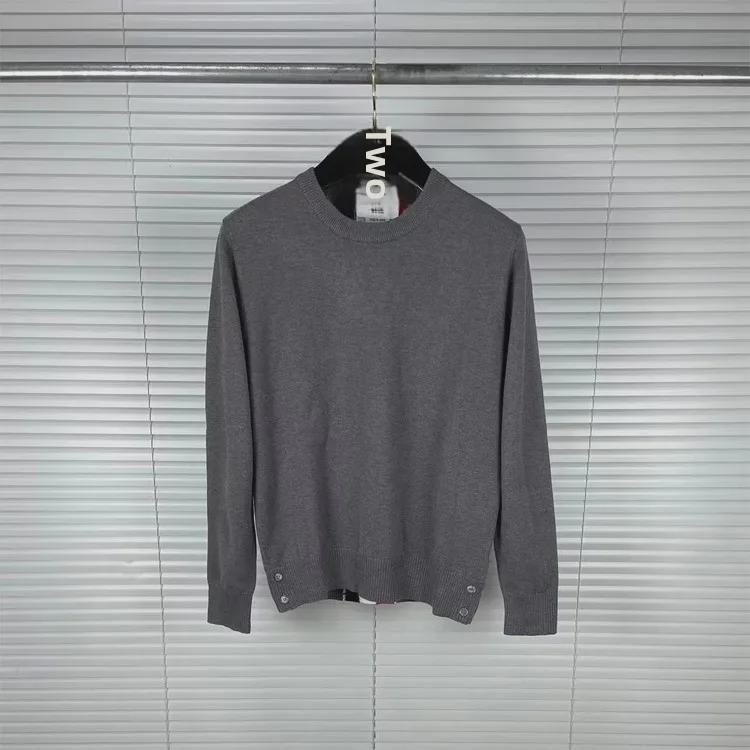 TB Tom Unisex Autumn/Winter Wool Sweater: Casual, Comfortable Long-Sleeve with Round Neck and Bold Back Stripe.