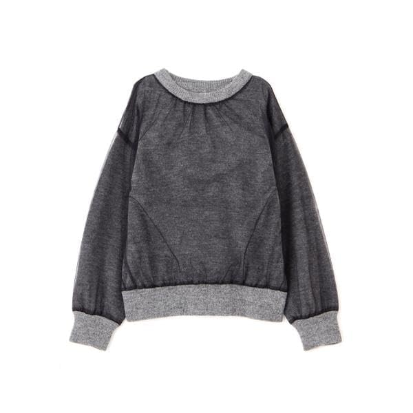 N Natural Beauty Tulle Layered Knit Sweater in Heather Gray Basic Women's