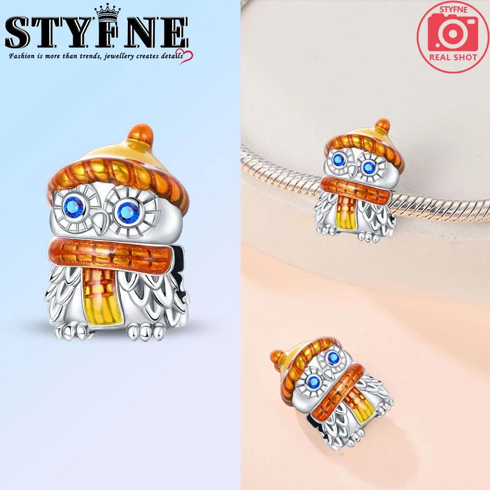 Copper Fashion Purple Owl Charms Beads Owl Safety Chain Fit Original Bracelets Diy Graduation Jewelry Gifts