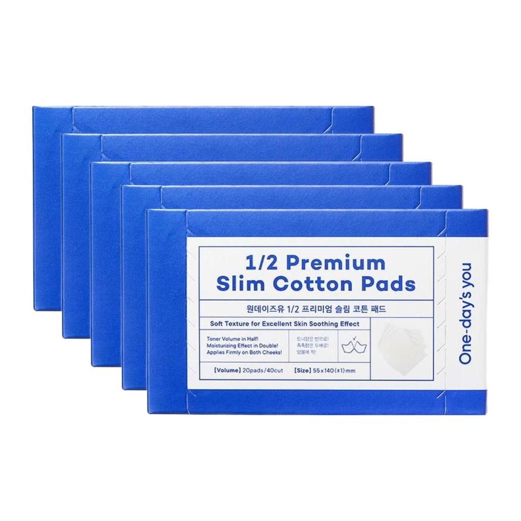 One-days you 1/2 Premium Slim Cotton Pad 20 Sheets x 5ea (Toner-Saving & Ultra-Thin)