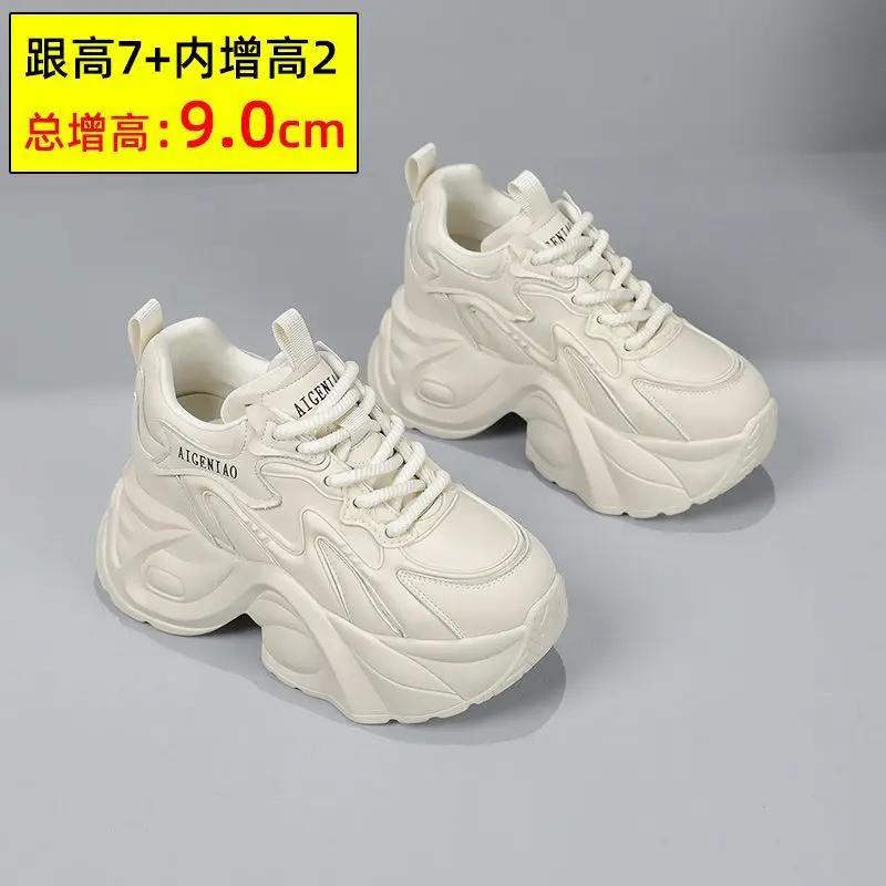 Fashion New Exquisite Women's Sneakers Fashionable and Versatile Youth Casual Shoes Thick Bottom Increased 9cm Sports Running Shoes