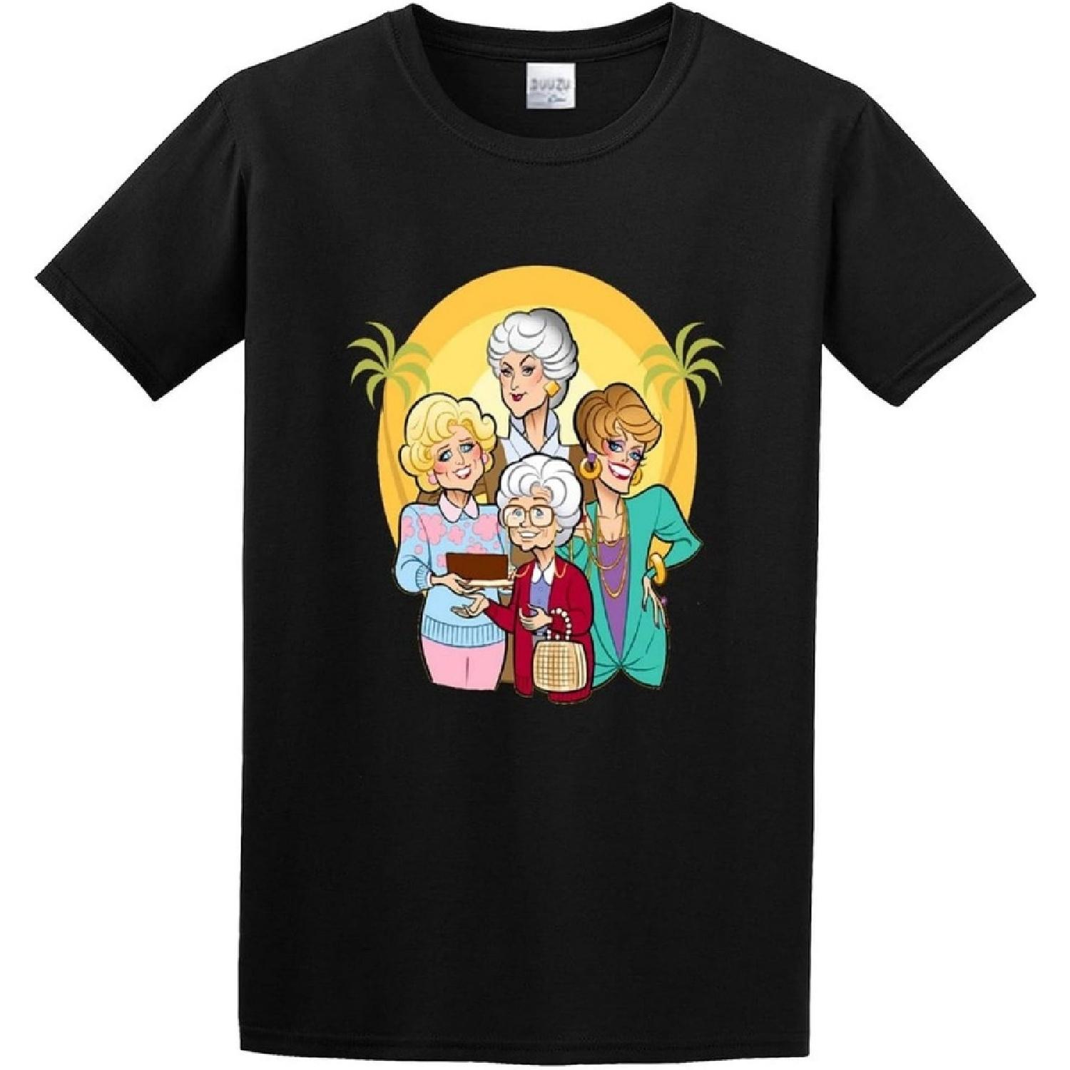 UUS HOMME Men s Summer T-Shirt Golden Girls Crew-Neck t-Shirt Black S