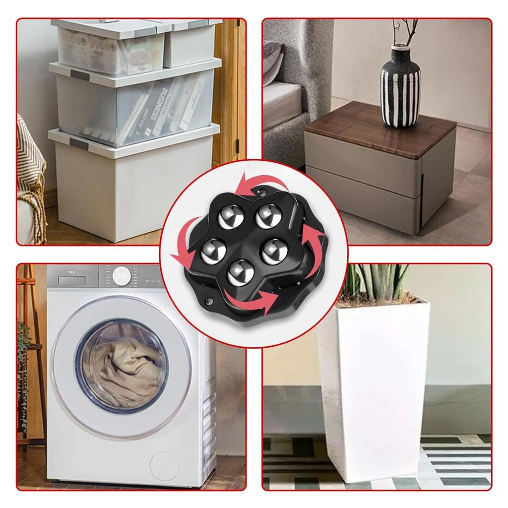 4PCS Self Adhesive Mini Swivel Adhesive Wheels No Noise 360° Rotation Caster Wheels for Small Appliances Trash Can and Furniture