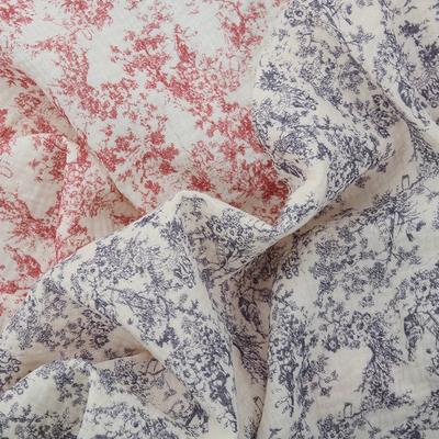 135x50/500cm Retro Puur Katoen Kleine Bloemige Dubbellaags Crêpe Stof voor Naaien Huis Kleding Pyjama Handgemaakt DIY Stof
