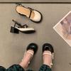 Woman Mary Jane Shoes Round Toe Tip High Heels Closed Sandals for Women 2025 Luxury Vintage Quality Comfort Vip Sandal On Sale