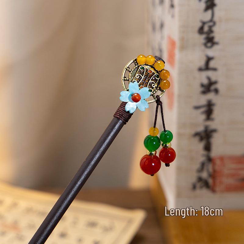 2026 Retro Tassel Wood Hairpin for Hanfu & Qipao