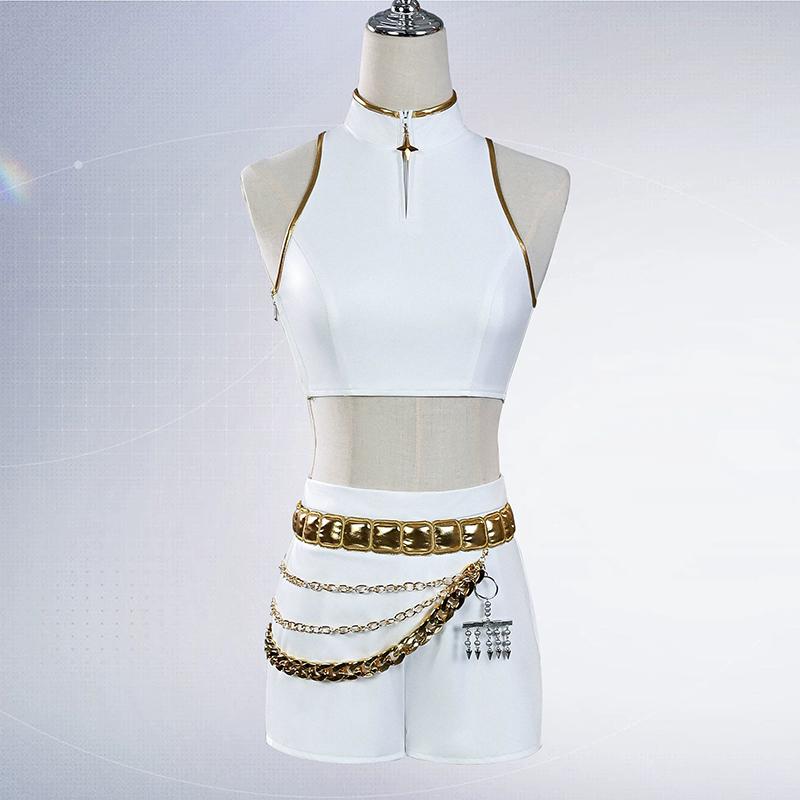 Rumi Mira Zoey White Singing Suit Women Girls Halloween Party Role Playing Outfit Cosplay Costume Wig For Adult Children