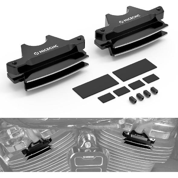 NICECNC Black Spark Plug Decorative Cover Aluminum Compatible with Harley Ultra Limited Low FLHTKL 2017-2019, Finned Spark Plug Cover Compatible with