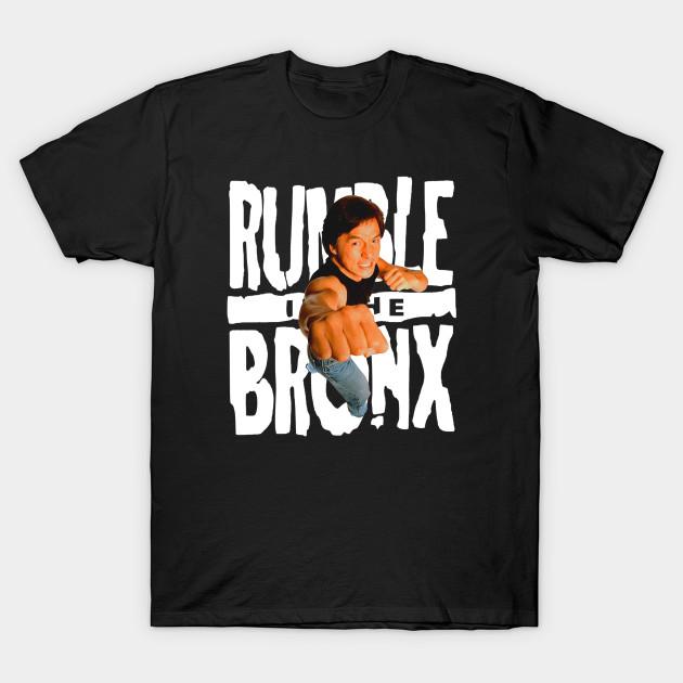 Men Black Print T-shirt Vintage Movie Rumble In The Bronx No-Cut Transfer Paper Print Cotton Tshirt M чёрный
