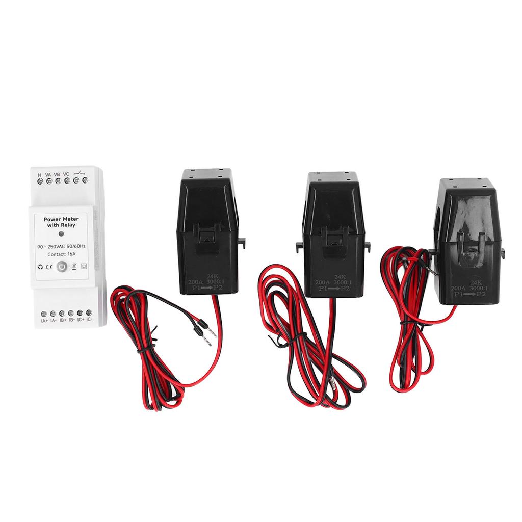 WiFi Smart Energy Meter with 3 200A Clamp Current Transformer 3 Phase 4 Wire KWh Power Meter for Sol
