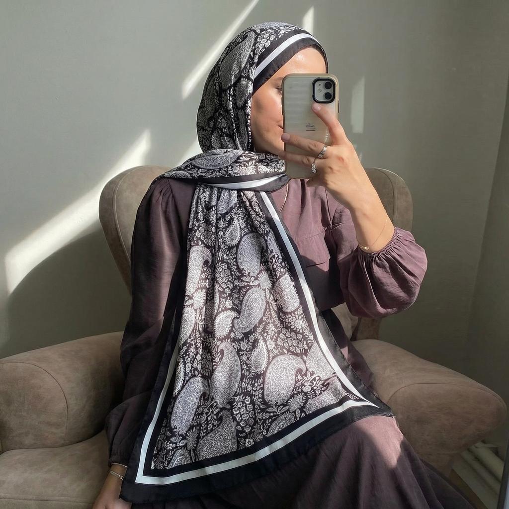 Luxury Long Silk Scarf for Women Paisley Smooth Shawls Head Wrap Hijab Outdoor Foulard Bandana Femme Beach Towel Sun-Protection
