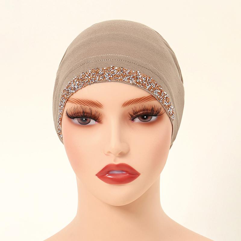 Modal Cotton Diamonds Undercap Stretchy Hijab Plain Soft Bonnet Muslim Women Elastic Inner Hijab Turban Islam Underscarf