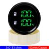 Green LED Digital 2 IN 1 Dual 52mm Fuel Level Gauge with Flashing Alarm 240-33 ohm Dual Oil Tank Level Meter for Car Boat