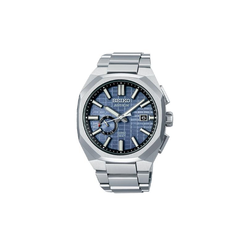 

SEIKO Astron series simple and fashionable solar Quartz titanium strap men s watch blue dial SBXD013