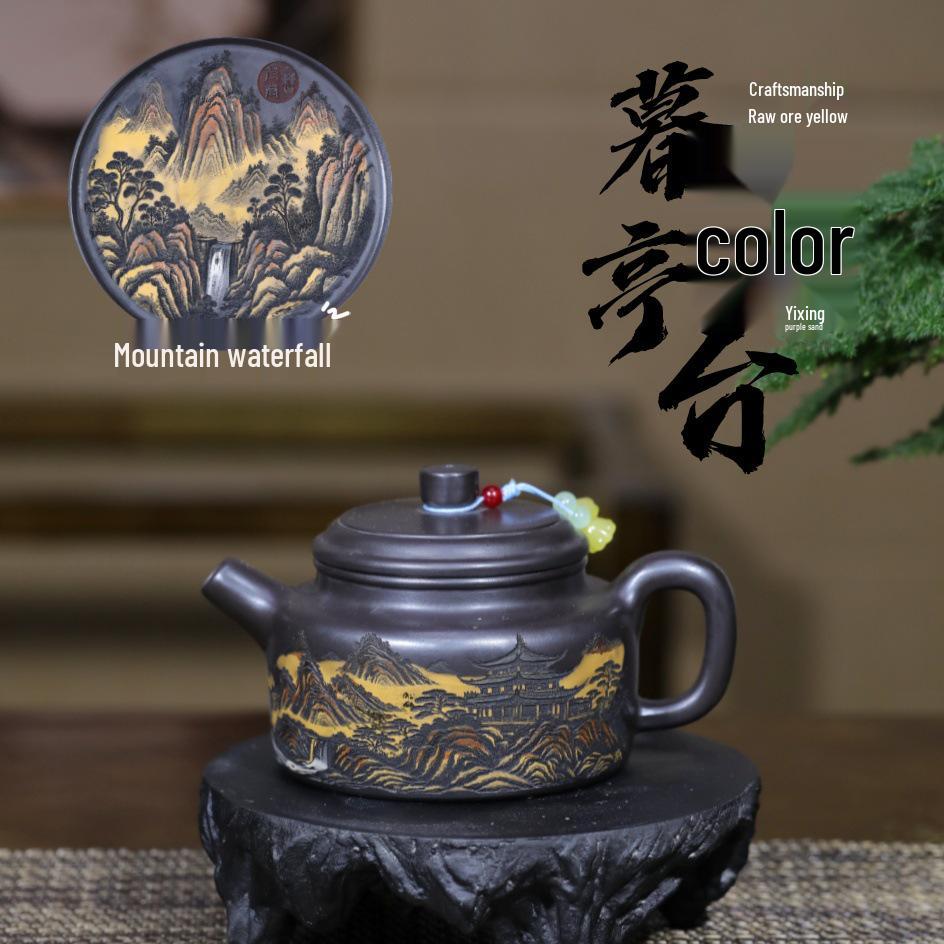 Yixing Zisha Twilight Pavilion Handmade Yellow Clay Tea Set by Cipher 330 cc