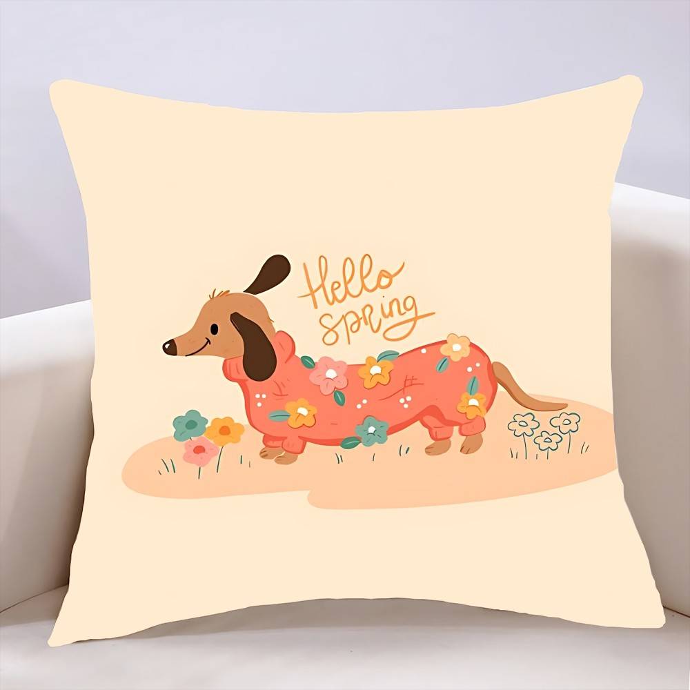 Sausage Dog Dachshund Cute Pillow Case Cushion Cover Soft Cute Throw Pillow Case For Car Sofa Pillowcase Polyester With Zipper