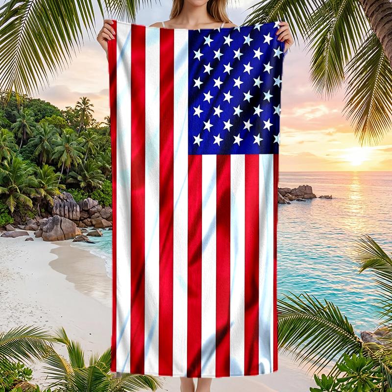 Amerikanische Flagge Mode Strandtuch: Ideal für Sommerabenteuer Weich, saugfähig und schnell trocknend geeignet zum Schwimmen und Baden