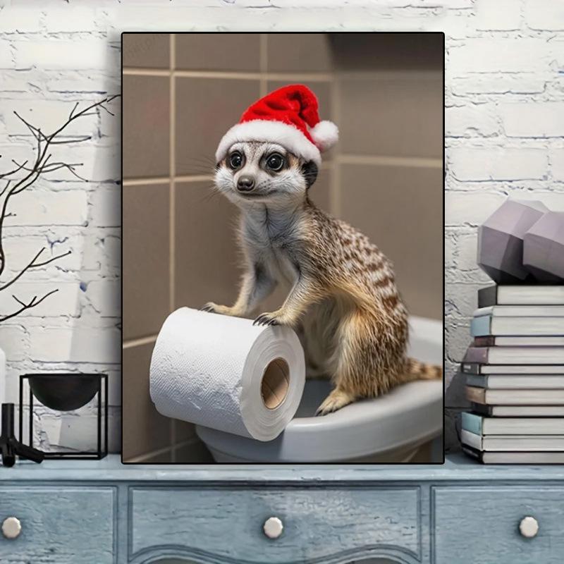 

Modern Oil Painting: Festival Mongoose Toilet Poster for Home & Office Decor 40x50cm canvas