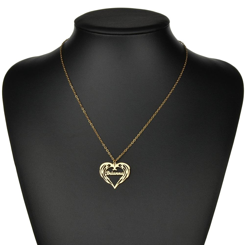 Atoztide Custom Name Necklace Personalized Butterfly Fashion Stainless Steel Pendant Heart Letter One Hole Chain for Women Gift