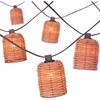 Natural Rattan String Lights, 10 Rustic Raffia Cage Lights,10 Ft Plug In & Connectable Wicker Lights, Rustic Farmhouse Style for